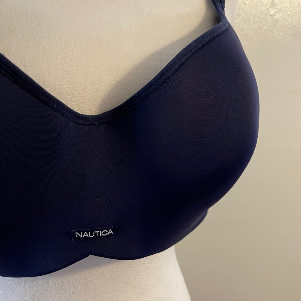 NWOT Nautica Navy Blue Underwire T-shirt Bra 40D Adjustable Straps Lightly Lined - Picture 3 of 10